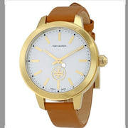 Tory Burch Collins Quartz White Dial Brown Leather Strap Watch for Women - TBW1202