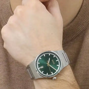 Hugo Boss Candor Green Dial Silver Steel Strap Watch for Men - 1514079