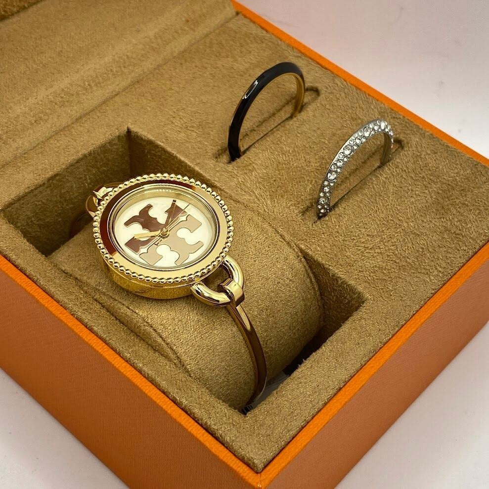 Tory Burch Riva Gold Dial Gold Steel Strap Watch for Women