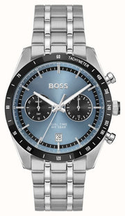 Hugo Boss Tourmaster Chronograph Blue Dial Silver Steel Strap Watch for Men - 1514286