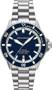 Emporio Armani Sea Explorer Blue Dial Silver Steel Strap Watch for Men - AR60087