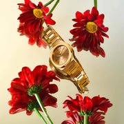 D1 Milano Ultra Thin Zephyr Gold Dial Gold Steel Strap Watch for Women - D1-UTBL31