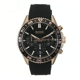 Hugo Boss Runner Chronograph Black Dial Black Silicone Strap Watch for Men - 1514168