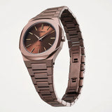 D1 Milano Ultra Thin Brown Dial Brown Steel Strap Watch for Women - D1-UTBL38