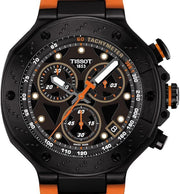 Tissot T Race Chronograph Black Dial Orange Rubber Strap Watch for Men - T141.417.37.051.02