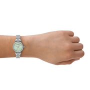 Emporio Armani Gianni T Bar Green Dial Silver Steel Strap Watch for Women - AR11667