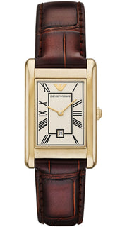 Emporio Armani Gino White Dial Brown Leather Strap Watch for Men - AR11665