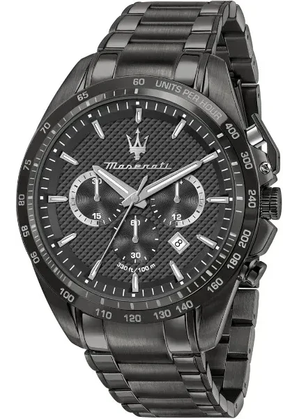 Maserati Traguardo Limited Edition Chronograph Black Dial Black Steel Strap Watch for Men - R8873612045
