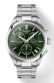 Tissot PR 100 Chronograph Green Dial Silver Steel Strap Watch for Men - T150.417.11.091.00