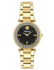 Versace Reve Analog Black Dial Gold Steel Strap Watch for Women - VE8B00624