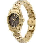 Emporio Armani Federica Brown Dial Gold Steel Strap Watch for Women - AR11700
