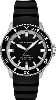 Emporio Armani Sea Explorer Black Dial Black Silicone Strap Watch for Men - AR60086