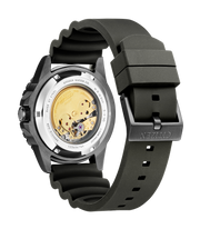 Citizen Mechanical Automatic Black Dial Black Rubber Strap Watch for Men - NJ0125-11E