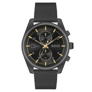 Hugo Boss Skytraveller Chronograph Black Dial Black Mesh Strap Watch for Men - 1514150