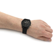 Hugo Boss Trace Chronograph Black Dial Black Leather Strap Watch for Men - 1514003