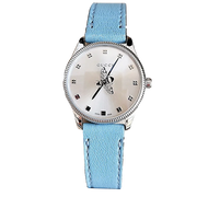 Gucci G Timeless Silver Dial Blue Leather Strap Watch for Women - YA1265039