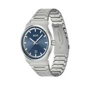 Hugo Boss Candor Blue Dial Silver Steel Strap Watch for Men - 1514076