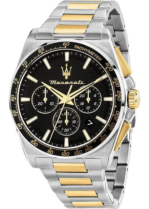 Maserati Velocità Chronograph Black Dial Two Tone Steel Strap Watch for Men - R8873652003