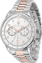 Maserati Tradizione Chronograph White Dial Two Tone Steel Strap Watch for Men - R8873646002