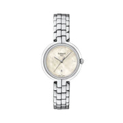 Tissot T-Lady Flamingo Diamonds Mother of Pearl Dial SIlver Steel Strap Watch for Women - T094.210.11.116.02