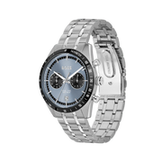 Hugo Boss Tourmaster Chronograph Blue Dial Silver Steel Strap Watch for Men - 1514286