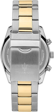 Maserati Attrazione Chronograph Blue Dial Two Tone Steel Strap Watch for Men - R8853151008