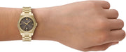 Emporio Armani Federica Brown Dial Gold Steel Strap Watch for Women - AR11700