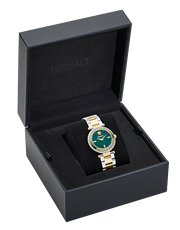 Versace Reve Analog Green Dial Two Tone Steel Strap Watch for Women - VE8B00524