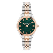 Versace Hellenyium Quartz Green Dial Two Tone Steel Strap Watch for Women - VE2S00422