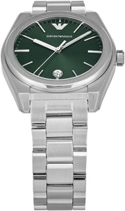 Emporio Armani Frederico Analog Green Dial Silver Steel Strap Watch for Men - AR11621
