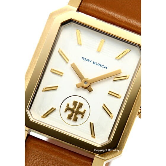 Tory Burch Robinson White Dial Brown Leather Strap Watch for Women