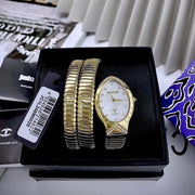 Just Cavalli Classico Lungo White Dial Gold Steel Strap Watch for Women - JC1L248M0025