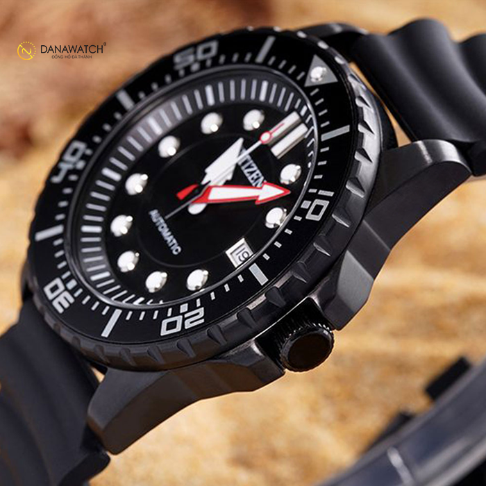 Citizen Mechanical Automatic Black Dial Black Rubber Strap Watch Citizen Mechanical Automatic Black Dial Black Rubber Strap Watch
