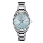 Tissot PR 100 Ice Blue Dial Silver Steel Strap Watch for Women - T150.210.11.351.00
