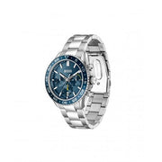 Hugo Boss Runner Chronograph Blue Dial Silver Steel Strap Watch for Men - 1514143