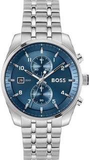 Hugo Boss Skytraveller Chronograph Blue Dial Silver Steel Strap Watch for Men - 1514216