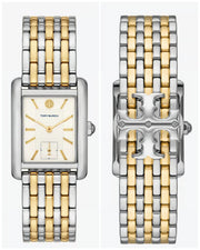 Tory Burch Eleanor White Dial Two Tone Steel Strap Watch for Women - TBW1070