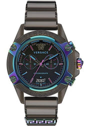 Versace Icon Active Chronograph Black Dial Grey Silicone Strap Watch for Men - VEZ701022