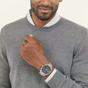 Hugo Boss Skytraveller Chronograph Blue Dial Two Tone Steel Strap Watch for Men - 1514247
