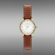 Burberry The Utilitarian White Dial Brown Leather Strap Watch for Women - BU7865