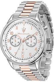 Maserati Tradizione Chronograph White Dial Two Tone Steel Strap Watch for Men - R8873646002
