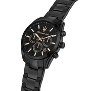 Maserati Attrazione Chronograph Black Dial Black Steel Strap Watch for Men - R8853151009