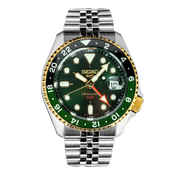 Seiko 5 Sports Forest Green Sunrise Limited Edition Green Dial Silver Steel Strap Watch for Men - SSK050K1