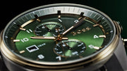 Hugo Boss Skytraveller Chronograph Green Dial Silver Steel Strap Watch for Men - 1514195