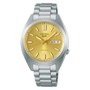 Seiko 5 Sports Automatic Gold Dial Silver Steel Strap Watch for Men - SRPL59K1