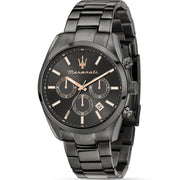 Maserati Attrazione Chronograph Black Dial Black Steel Strap Watch for Men - R8853151001