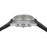 Emporio Armani Racer Chronograph Silver Dial Black Leather Strap Watch for Men - AR11677