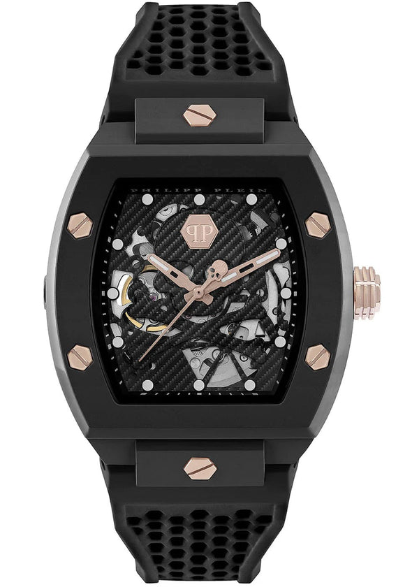 Philipp Plein The $Keleton Black Dial Black Silicone Strap Watch for Men - PWVBA0523