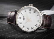 Tissot T Classic Dream Quartz White Dial Brown Leather Strap Watch for Men - T129.410.16.013.00