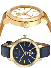Tory Burch Collins Quartz White Dial Brown Leather Strap Watch for Women - TBW1202